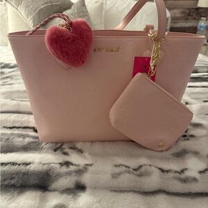 Betsey Johnson Light Pink Tote with Heart Charm